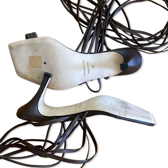 A'MMONDE ATELIER Aria 75 Multi Strap Alessandra Rich Brown Elegant Heels shoes 9 - Picture 6 of 13